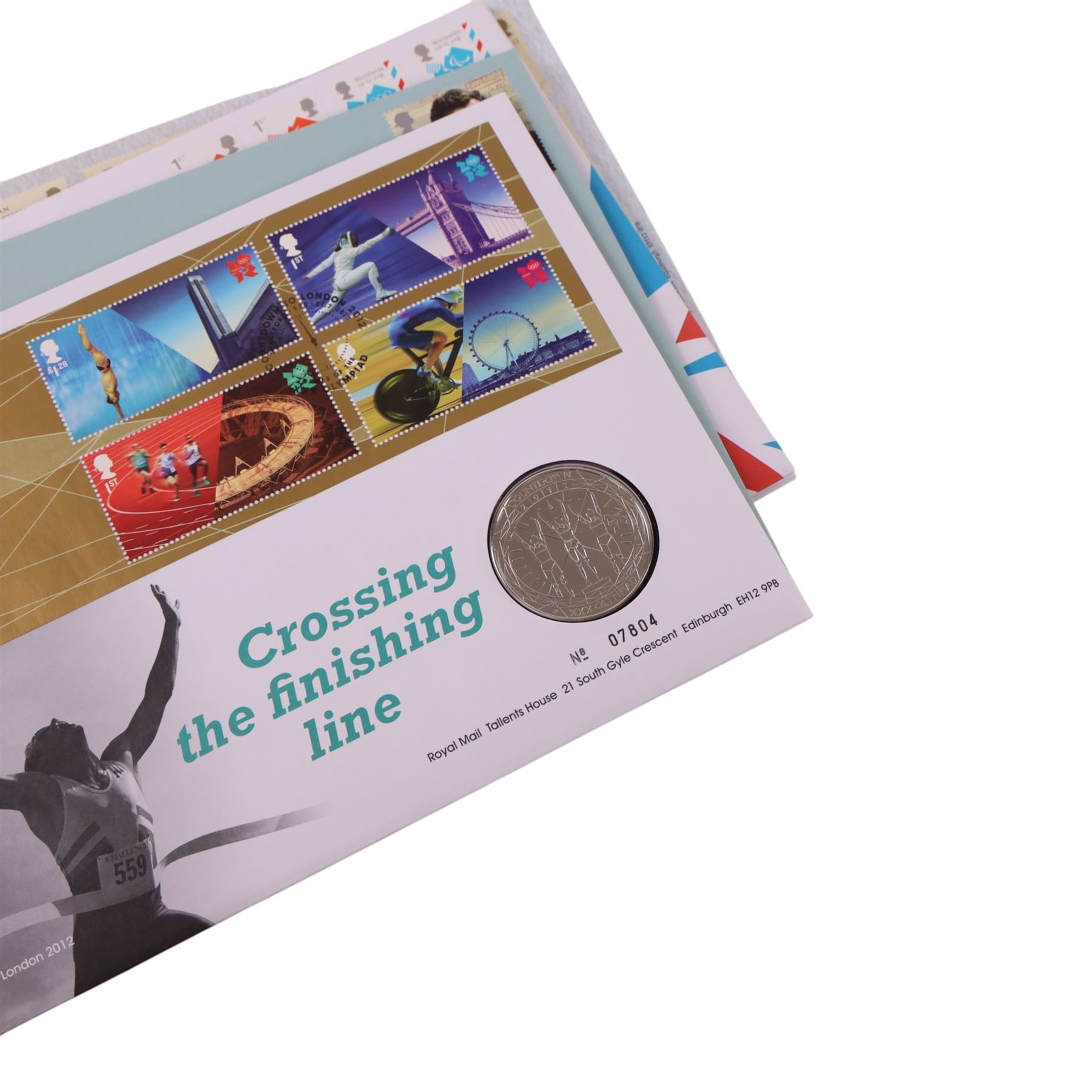 Approximately 79 Royal Mail Royal Mint coin or medallion covers, including 2016 'Shakespeare' three coin cover, housed in two Royal Mail ring binder folders and loose