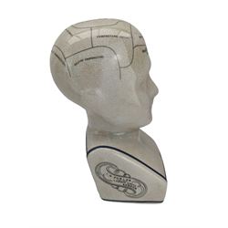 Ceramic Phrenology bust after L.N. Fowler, with crackle glaze finish, H29cm