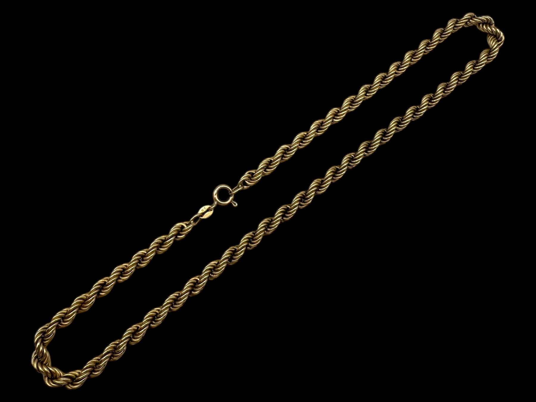 9ct gold rope twist necklace chain, hallmarked