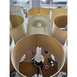 Set of fifteen chrome table lamps with various shades (15)- LOT SUBJECT TO VAT ON THE HAMMER PRICE - To be collected by appointment from The Ambassador Hotel, 36-38 Esplanade, Scarborough YO11 2AY. ALL GOODS MUST BE REMOVED BY WEDNESDAY 15TH JUNE.