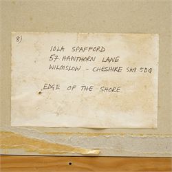 Iola Spafford (British 1930-): 'Edge of the Shore', oil on board signed, titled on Lane Gallery label verso 44cm x 64cm