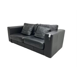 Siren Furniture - large two seat sofa, upholstered in black leather