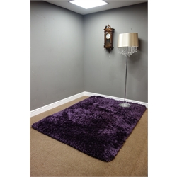  Chromed metal Standard lamp, President Vienna style 31 day Wall clock & a purple plush rug, 140cm x 200cm (This item is PAT tested - 5 day warranty from date of sale)    