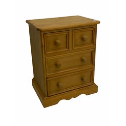 Small pine chest, two short and two long drawers