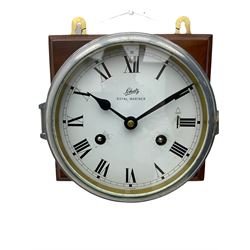 A compact German manufactured ships clock in a spun brass case with a 5