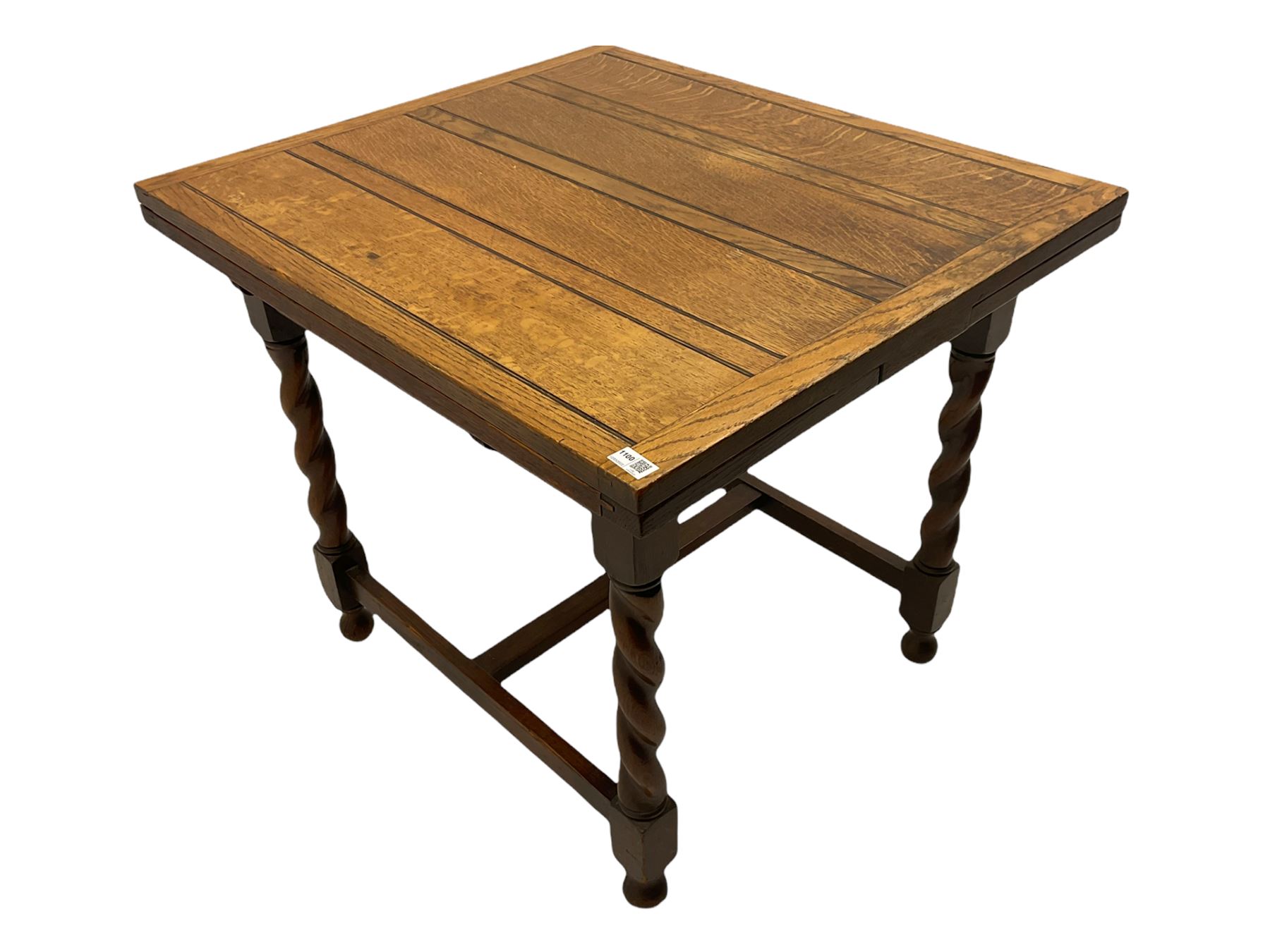 Early 20th century oak barley twist drawer-leaf dining table