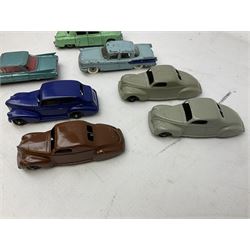 Dinky - ten early unboxed and playworn die-cast models including Studebaker No.172, Studebaker President No.179, three Lincoln Zephyr, Buick, Cadillac No.147, Oldsmobile, Dodge Royal Sedan No.191 etc