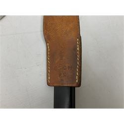 Swiss Model 1957 SIG rifle bayonet by Wenger with 23.5cm steel blade numbered 350857; in plastic scabbard with leather frog stamped GSCH 85 L38cm overall; and Egyptian Hakim rifle bayonet with the same script number to the grip and steel scabbard (2)