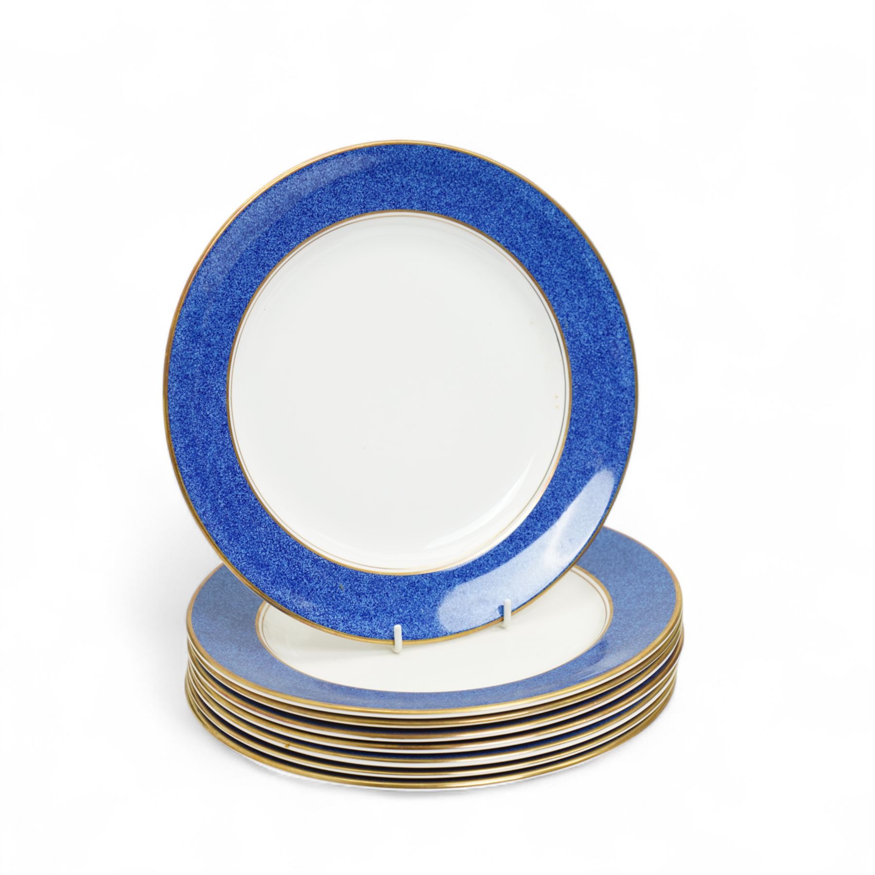 Aynsley Sheraton pattern dinner service comprising eight dinner plates, eight dessert plates, seven soup bowls, eight side plates and oval meat plate (32)