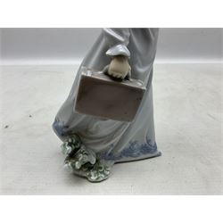 Three Lladro figures comprising, Pocket Full of Wishes no 7650, School Days no 7604 and Spring Bouquets no 7603, all with original boxes, largest example H26cm  