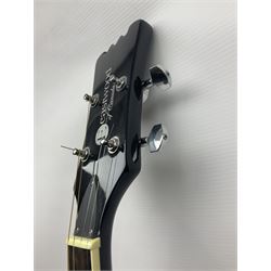 Eastwood of Canada Delta 4 electric four-string tenor resonator guitar with tobacco sunburst finish, serial no.1703437 L100cm; in original soft carrying case