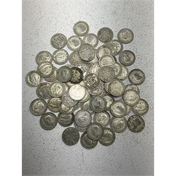 Approximately 190 grams of Great British pre 1947 silver sixpence coins