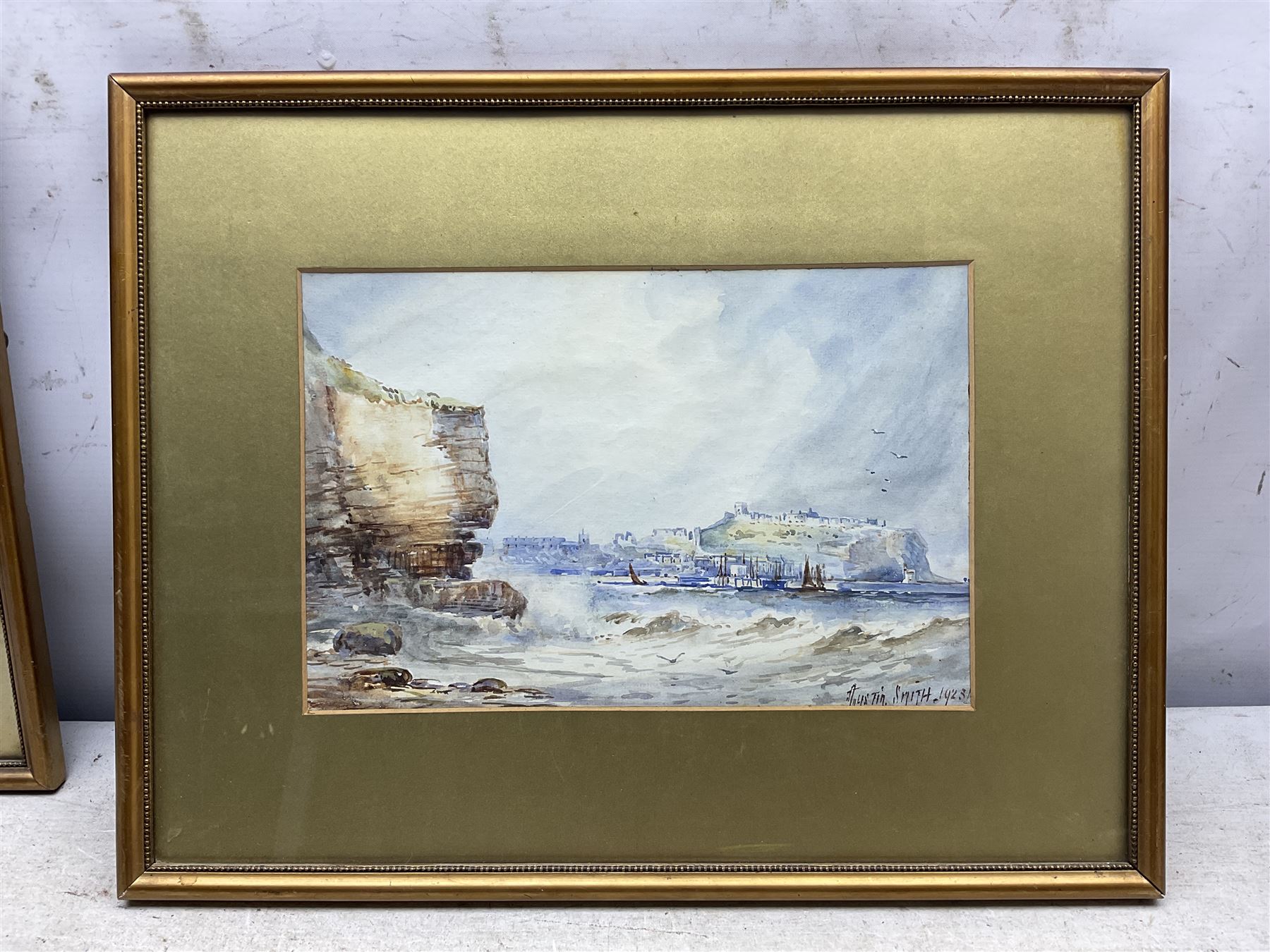 Austin Smith (British Early 20th Century): Scarborough North and South Bay, pair of watercolours signed and dated 1923, 17cm x 26cm (2)