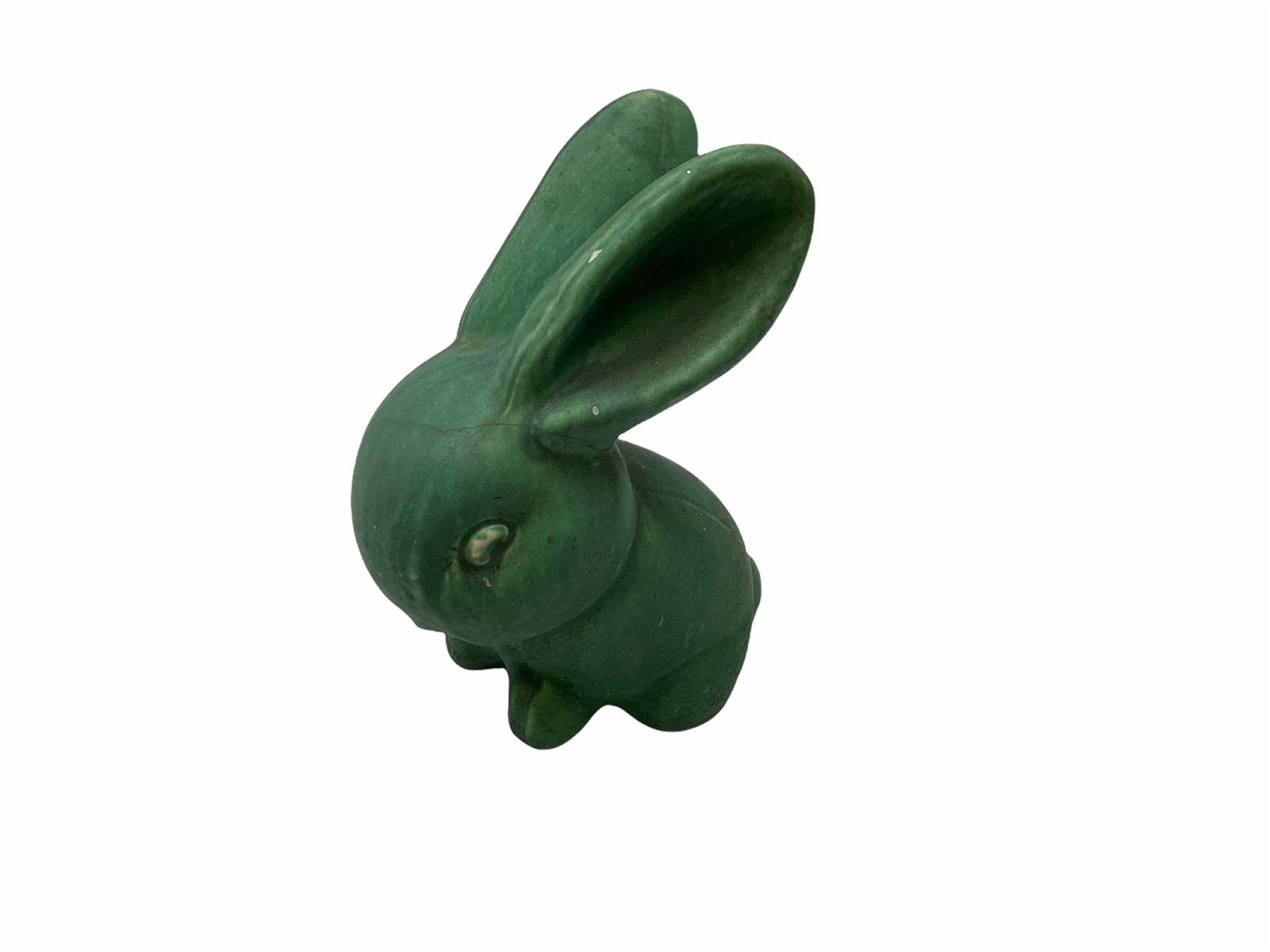 Large Bourne Denby green rabbit, with printed mark beneath, H26cm