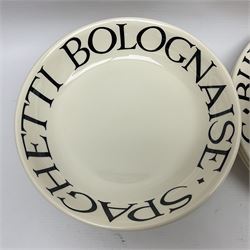Emma Bridgewater part dinner service in Black Toast pattern, including six dinner plates, eight pasta plates in two sizes, ten side plates etc (31)