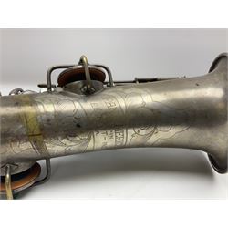 Early 20th century Elkhart Pan American C-Melody saxophone, Patd. Sept.14 1915, no.1153489, serial no.P27678; in fitted hard carrying case with crook