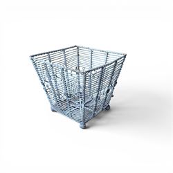 Eight small painted wirework garden planters, painted in antique white and grey finish