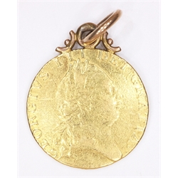 George III 1789 gold spade guinea on pendant mount approx 9.2gm   