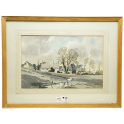 James Fletcher-Watson (British 1913-2004): 'Windrush Mill Gloucestershire' and 'First Sign of Spring', pair watercolours signed, inscribed verso 35cm x 52cm; Alastair S Paterson (British 20th century): Wintry Tree, watercolour signed 37cm x 54cm (3)