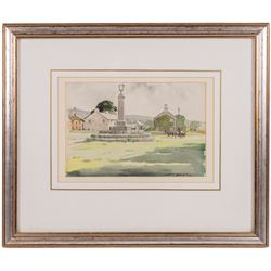 Joseph Appleyard (Yorkshire 1908-1960): 'Redmire -Wensleydale', watercolour signed and dated '42, titled and labelled as a 'Dalesman' illustration verso, 15cm x 23cm 