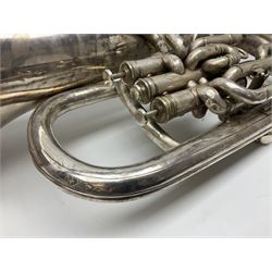 Boosey & Co Class A silver plated four-valve euphonium, serial no.117918 L62cm; in carrying case