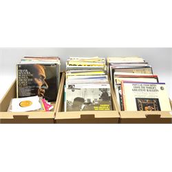 A quantity of assorted vinyl records, to include examples by Frank Sinatra, including The Concert Sinatra, Look over your shoulder, Reflections and Romantic songs from the early years, etc. 