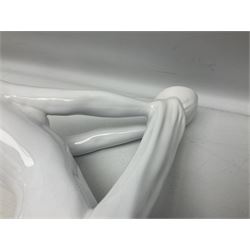 Art Deco style lamp modelled as a nude female dancer, with draped folds of linen, H46cm