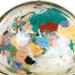 Illuminating semi-precious stone set globe, H50cm