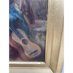 Thomas Kent Pelham (British fl.1860-1891): Young Spanish Lady with Guitar, oil on mahogany panel signed with initials, further signed and dated 1889 verso 24cm x 18cm