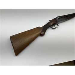 BSA 12-bore side-by-side double barrel box-lock ejector sporting gun with 76cm barrels, walnut stock with chequered grip and fore-end, serial no.37983, L119.5cm overall SHOTGUN CERTIFICATE REQUIRED