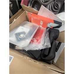 Collection of photography equipment, including flashes, hoods, filters, telephoto lens, bags, etc