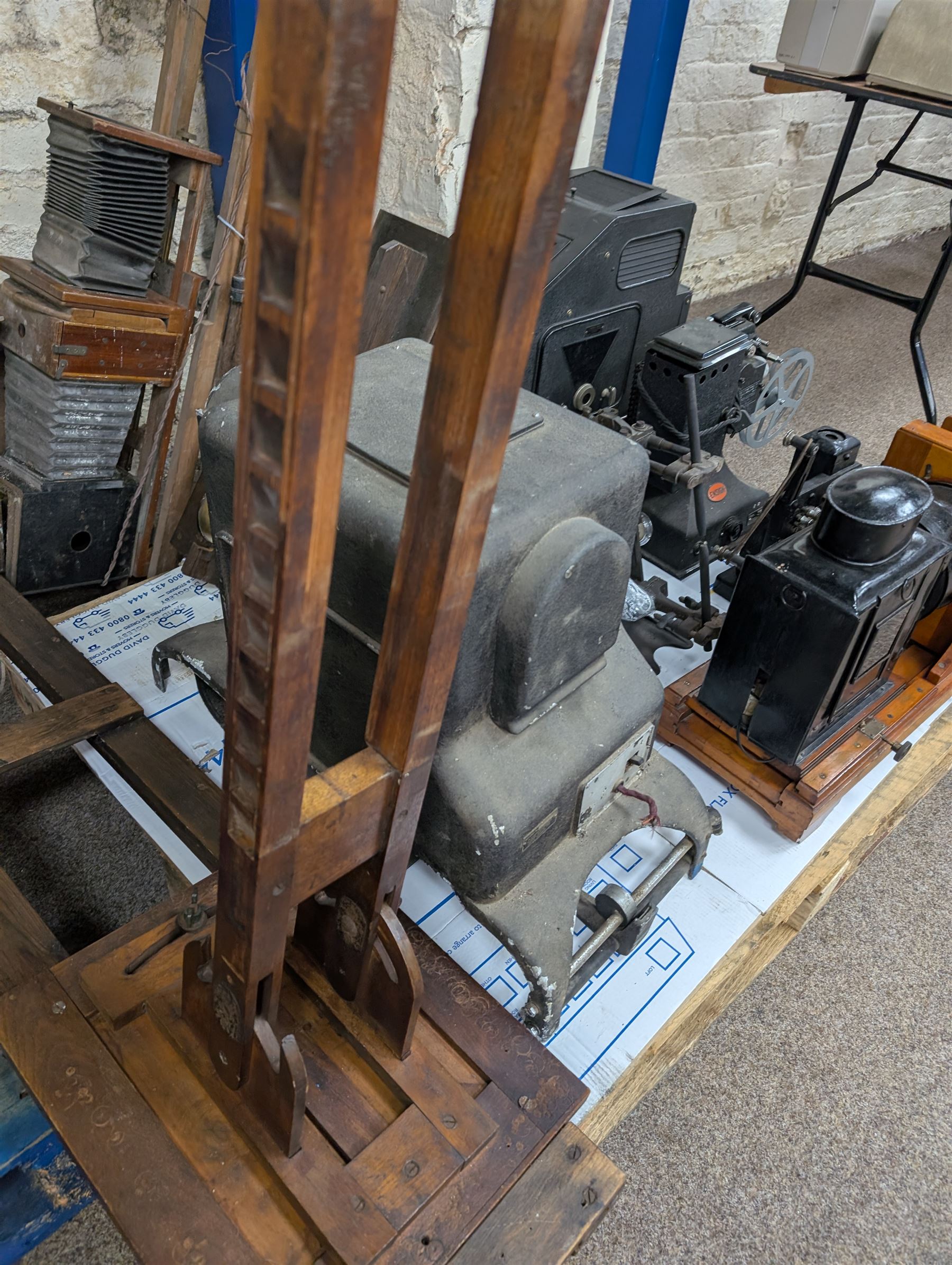 Thornton-Pickard Artist Enlarger, Thornton Pickard Imperial Enlarger, The Newton Epidiascope, Ensign Super Sixteen projector, wooden frame, etc