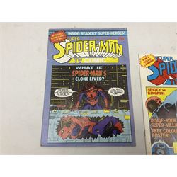 Collection of late Bronze Age Marvel comics (1982-1985), featuring Spider-Man and his Amazing Friends (1983-84) Nos 553, 555-572, 575-578, Super Spider-Man TV Comic (1982) nos 483-499, excluding no. 488, and The Incredible Hulk! (1982) Nos 11, 13, 18, 19, 21, and 22 (43) 