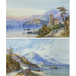 Edwin St. John RBA (British 1878-1961): North Italian Lake scenes, pair watercolours signed 30cm x 50cm (2)