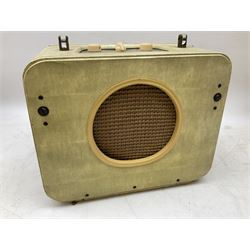 1950s Pye Type P43 cabinet radio in cream Bakelite case with orange knobs, W30cm H22cm D16cm, together with Ever Ready Sky Queen portable radio, Ekco portable radio in red case, Boxed Bush Special Edition 2002 Queens Golden Jubilee radio, Hacker Herald VHS radio (5)
