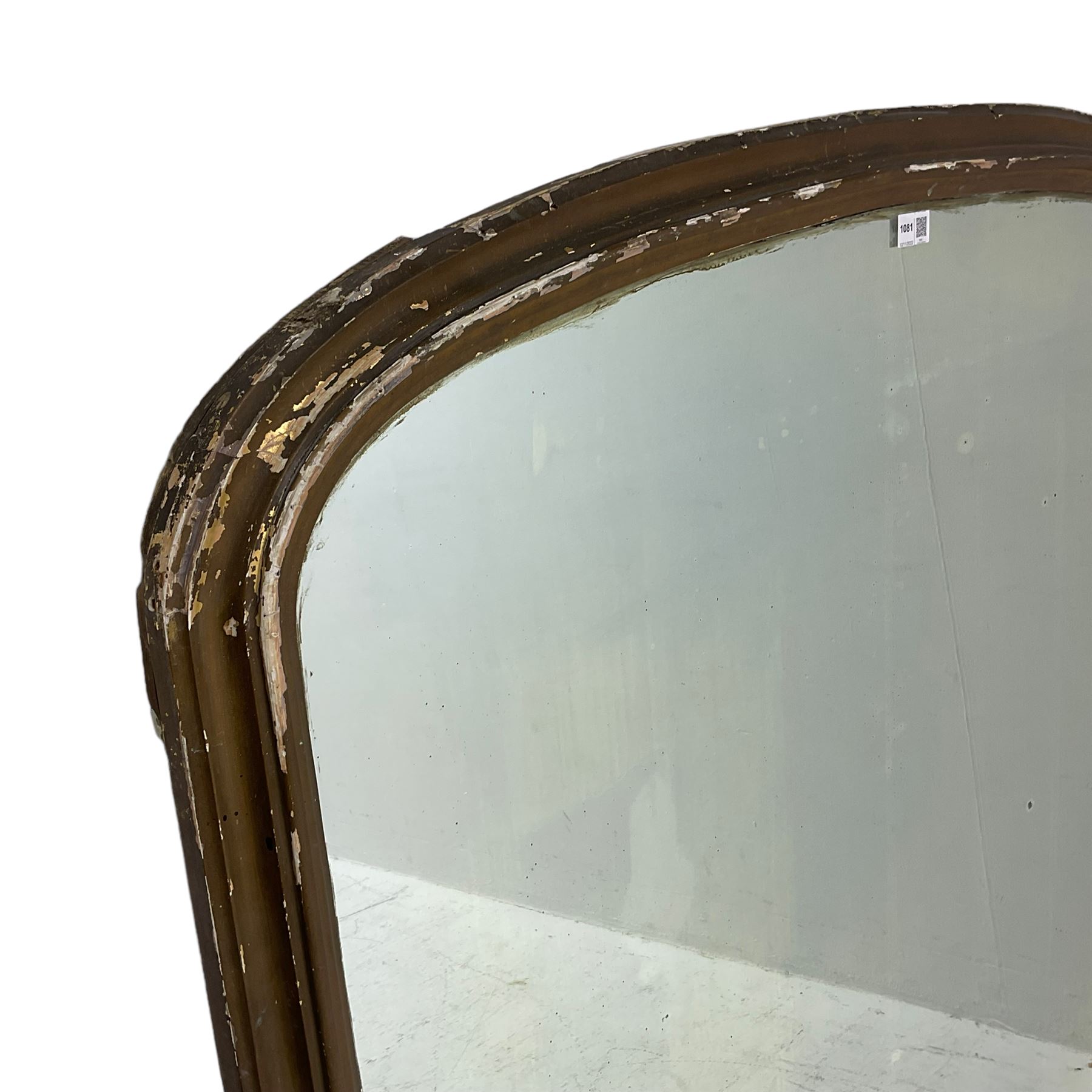 19th century gilt framed overmantle mirror, arched top