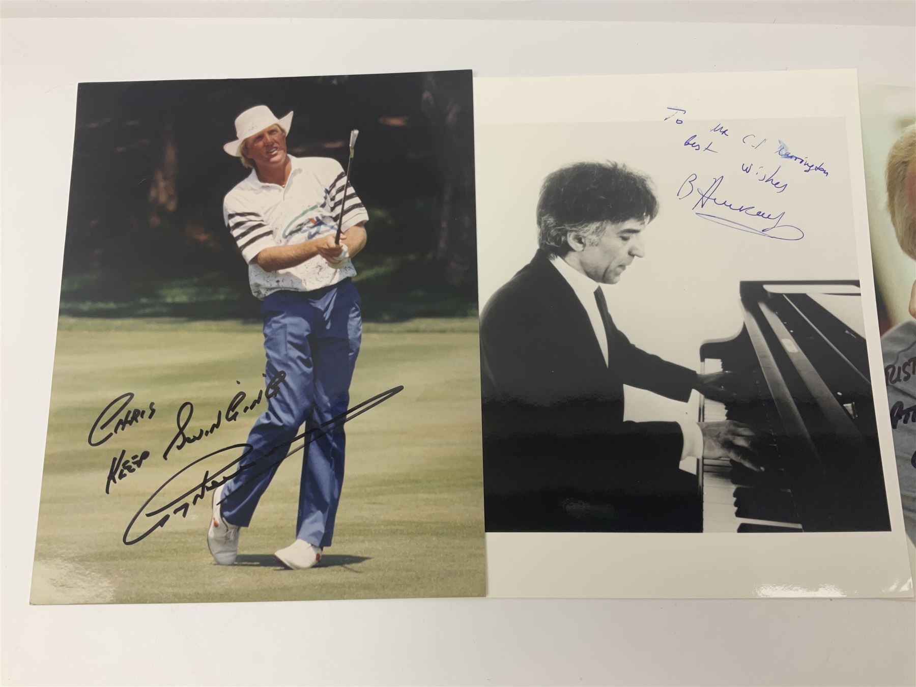 Collection of autographs, to include Mia Farrow, Rowan Atkinson, Tom Kite, Corey Pavin, Craig Stadler, Vladimir Ashkenazy etc 