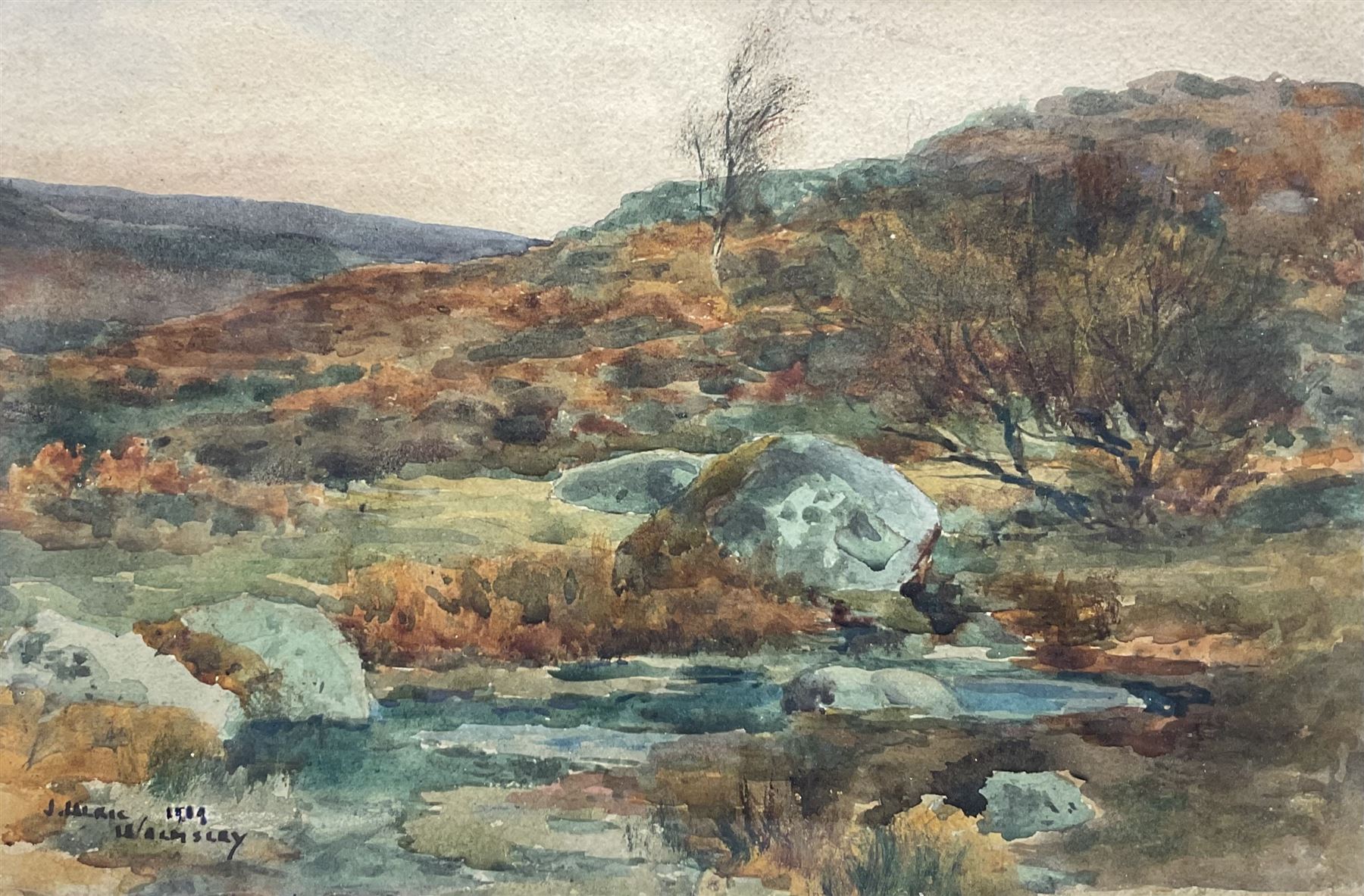 James Ulric Walmsley (British 1860-1954): 'Autumn - Grindleford Derbyshire Peak District', watercolour signed and dated 1909, titled verso 18cm x 27cm
