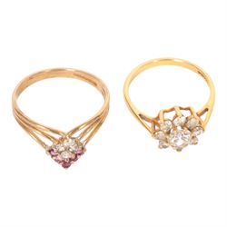 Two 9ct gold cubic zirconia rings, both hallmarked
