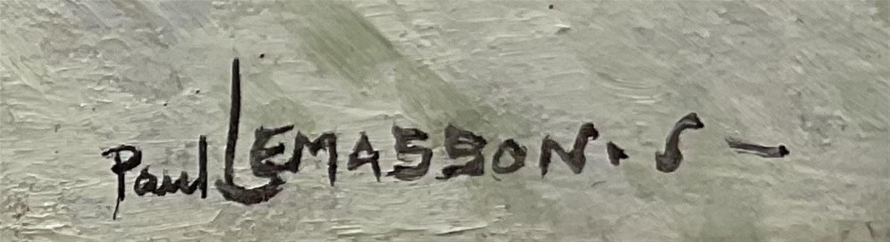 Paul Lemasson (French 1897-1971): The Arrival of the Travelling Zoo, oil on board signed 21cm x 26cm