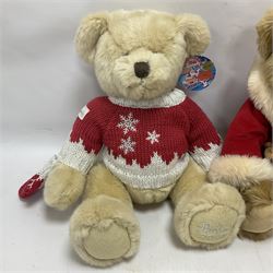 Six Harrods annual teddy bears, dating between 2005 and 2010, including 20th anniversary edition bear, tallest H39cm