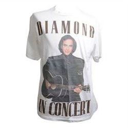 Neil Diamond tour memorabilia, including five t-shirts, cap, programmes, calendar and biography, together with a Neil Diamond In Concert poster, framed