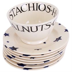 Emma Bridgewater Blue Stars dinnerwares, including nine dinner plates, three serving dished, jug, etc, together with six items in the Toast and Marmalade pattern  