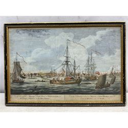 Carington Bowles (British 1724-1793) after John Cleveley the Younger (British 1747-1786) : 'A View of His Majesty's Dock Yard at Deptford', hand-coloured engraving pub. 1772, 24cm x 41cm 