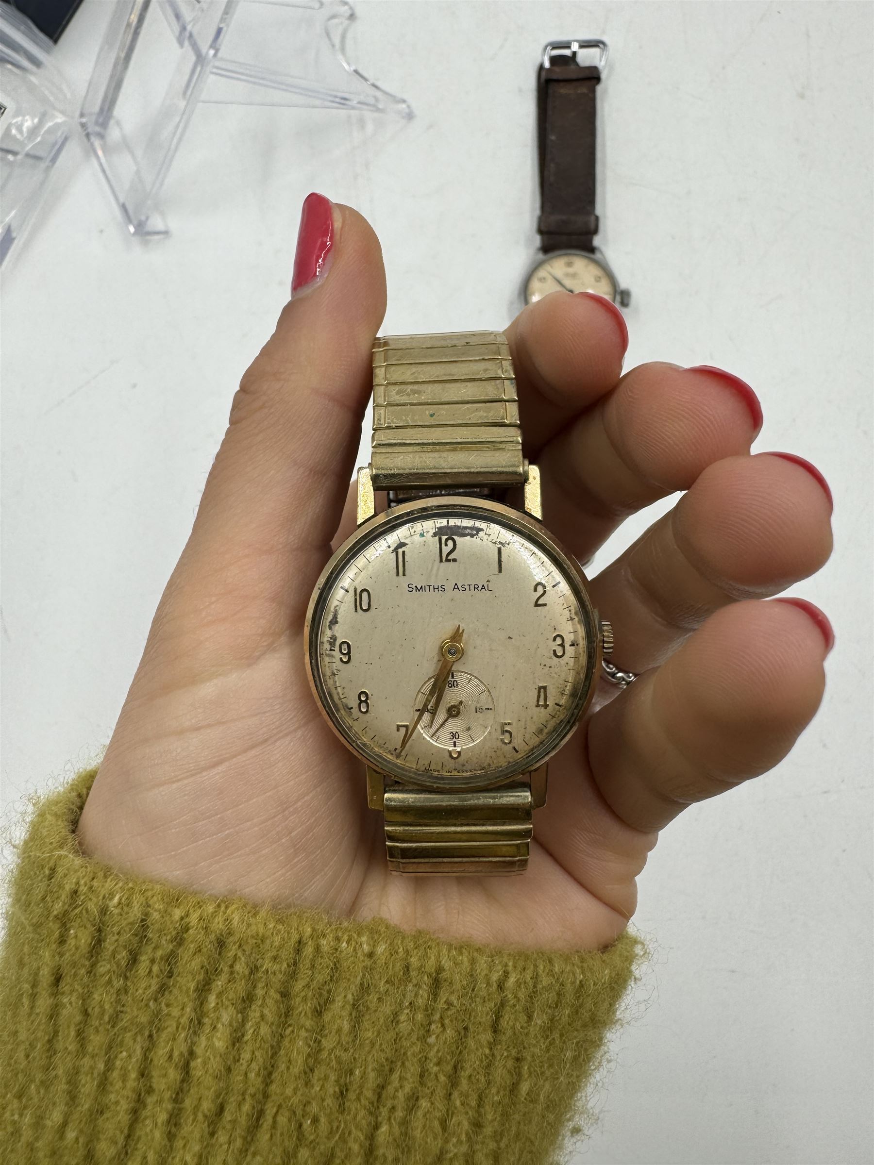 Smiths Astral gentleman's 9ct gold manual wind wristwatch, on expanding gilt bracelet and a Tissot stainless steel wristwatch