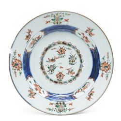 18th century Chinese famille verte dish, decorated with mandarin ducks and lotus pond, wit...