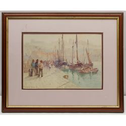 Frank Rousse (British fl.1897-1917): Whitby Quayside, watercolour signed 23cm x 33cm