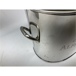 Modern champagne bucket of oval form, with twin handles, engraved Champagne Alfred Gratien Epernay, H18cm