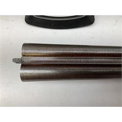 Midland Gun Company Birmingham & London 12-bore side-by-side box-lock non-ejector double barrel shotgun with 76cm damascus barrels, Prince of Wales style walnut stock with chequered grip and fore-end, top safety and engraved lock no.62160 L120cm overall; in scratch built baize lined wooden case. SHOTGUN CERTIFICATE REQUIRED.