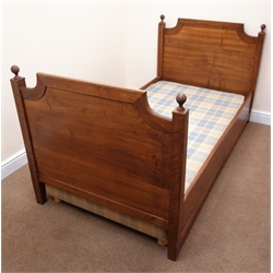  French style walnut single 3' bed stead, W100cm, H94cm, L189cm  